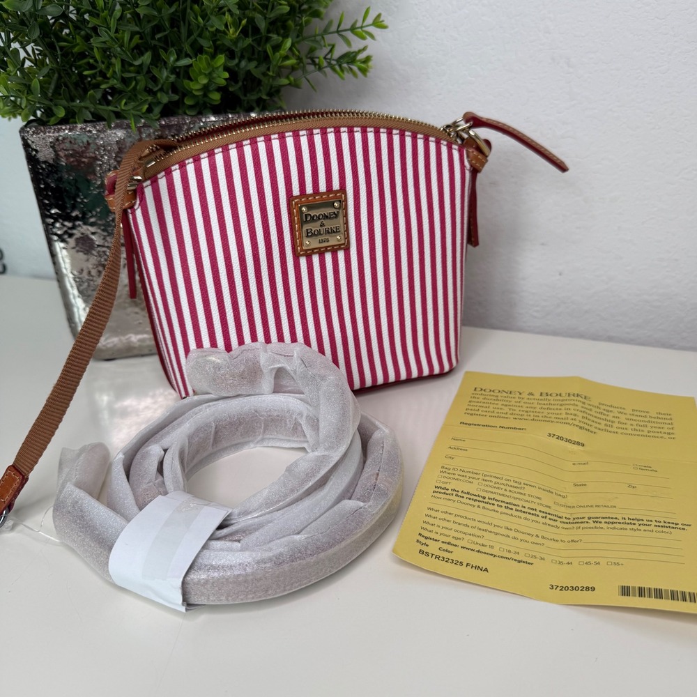 Dooney & Bourke Seaview Mini Domed Crossbody Women Red White Striped Nautical OS